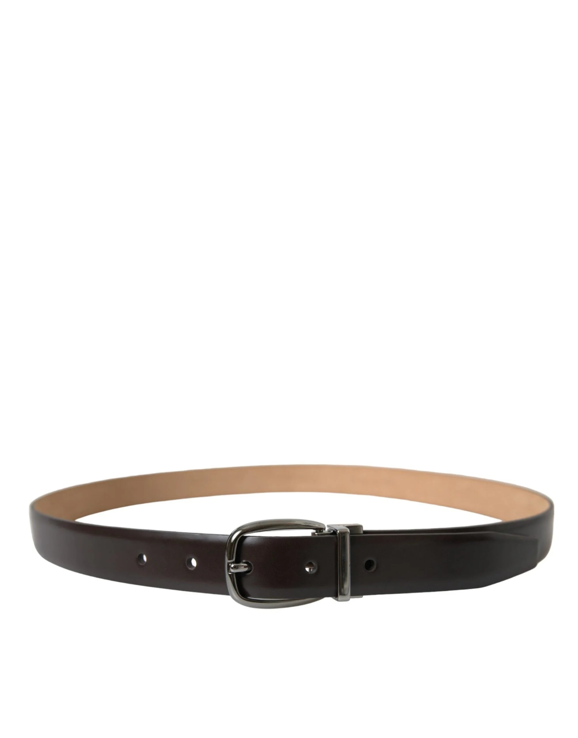 Dolce & Gabbana Dark Brown Leather Silver Metal Buckle Belt - 90 cm / 36 Inches - Belts