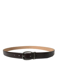 Dolce & Gabbana Dark Brown Leather Silver Metal Buckle Belt - 90 cm / 36 Inches - Belts