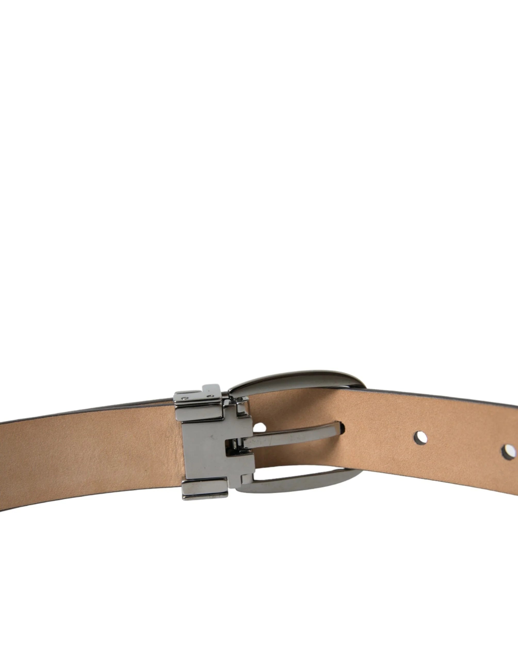 Dolce & Gabbana Dark Brown Leather Silver Metal Buckle Belt - 90 cm / 36 Inches - Belts