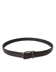 Dolce & Gabbana Dark Brown Perforated Leather Metal Buckle Belt Men - 85 cm / 34 Inches