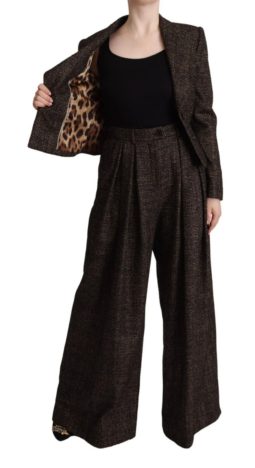 Dolce & Gabbana Dark Brown Wool Single Breasted 2 Pc Jacket Pants - IT40|S - Pant Suits