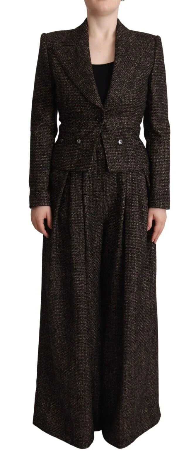 Dolce & Gabbana Dark Brown Wool Single Breasted 2 Pc Jacket Pants - IT40|S - Pant Suits