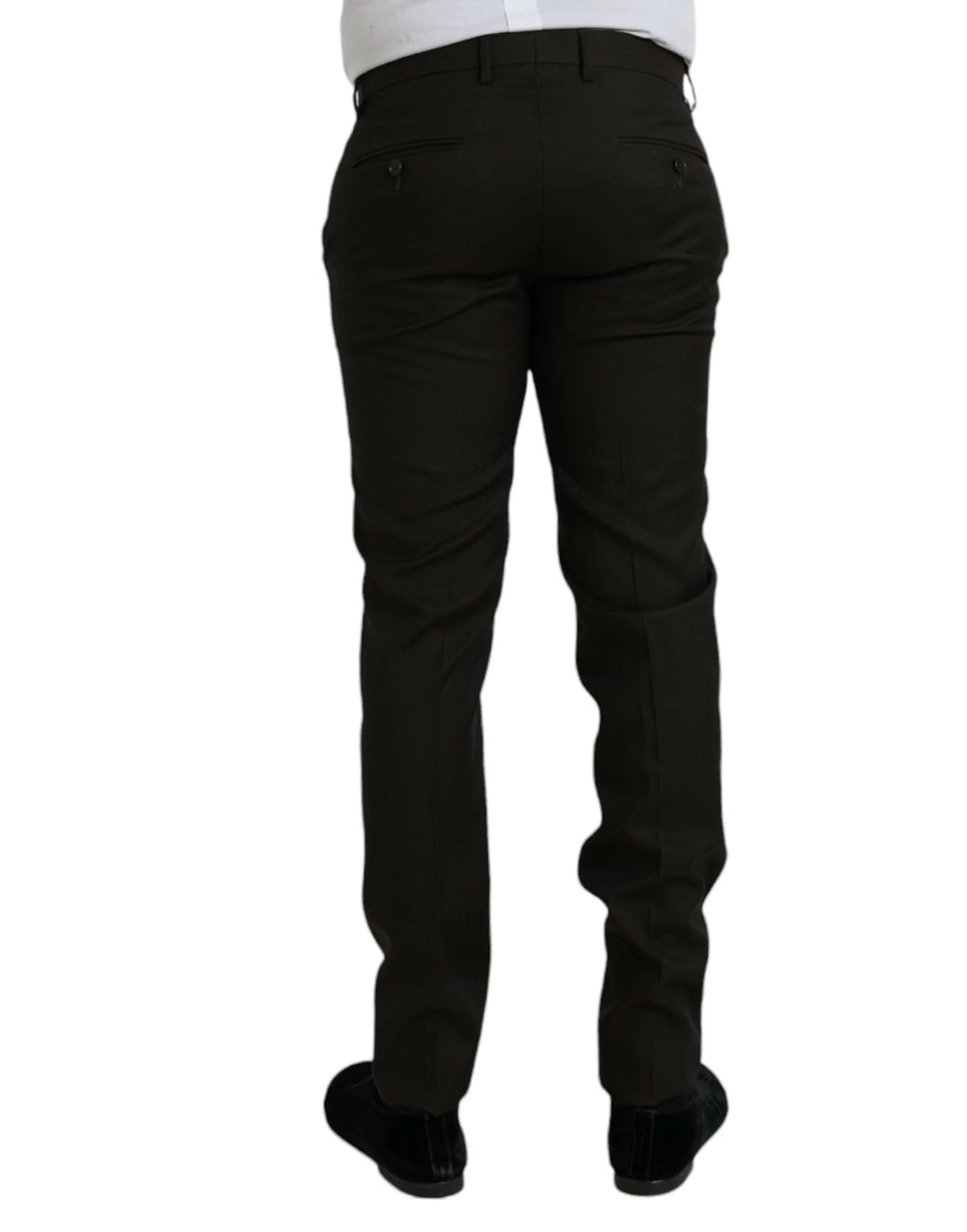 Dolce & Gabbana Dark Brown Wool Slim Fit Formal Pants - IT48 | M - Trousers