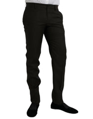 Dolce & Gabbana Dark Brown Wool Slim Fit Formal Pants - IT48 | M - Trousers