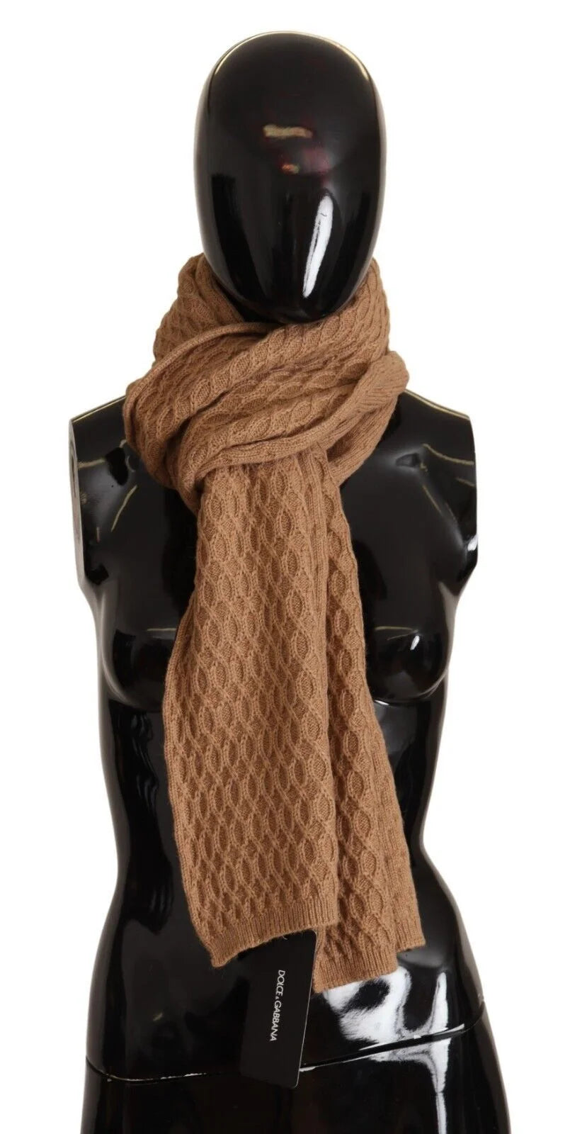 Dolce & Gabbana Dark Brown Wrap Shawl Knitted Camel Scarf - Scarves & Shawls