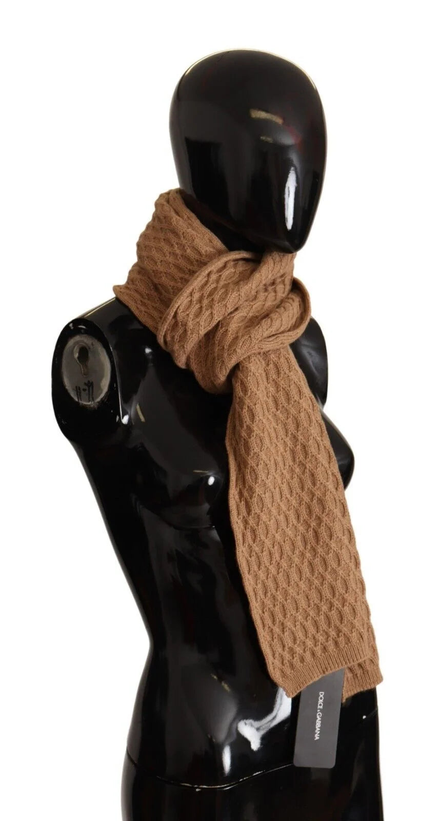 Dolce & Gabbana Dark Brown Wrap Shawl Knitted Camel Scarf - Scarves & Shawls