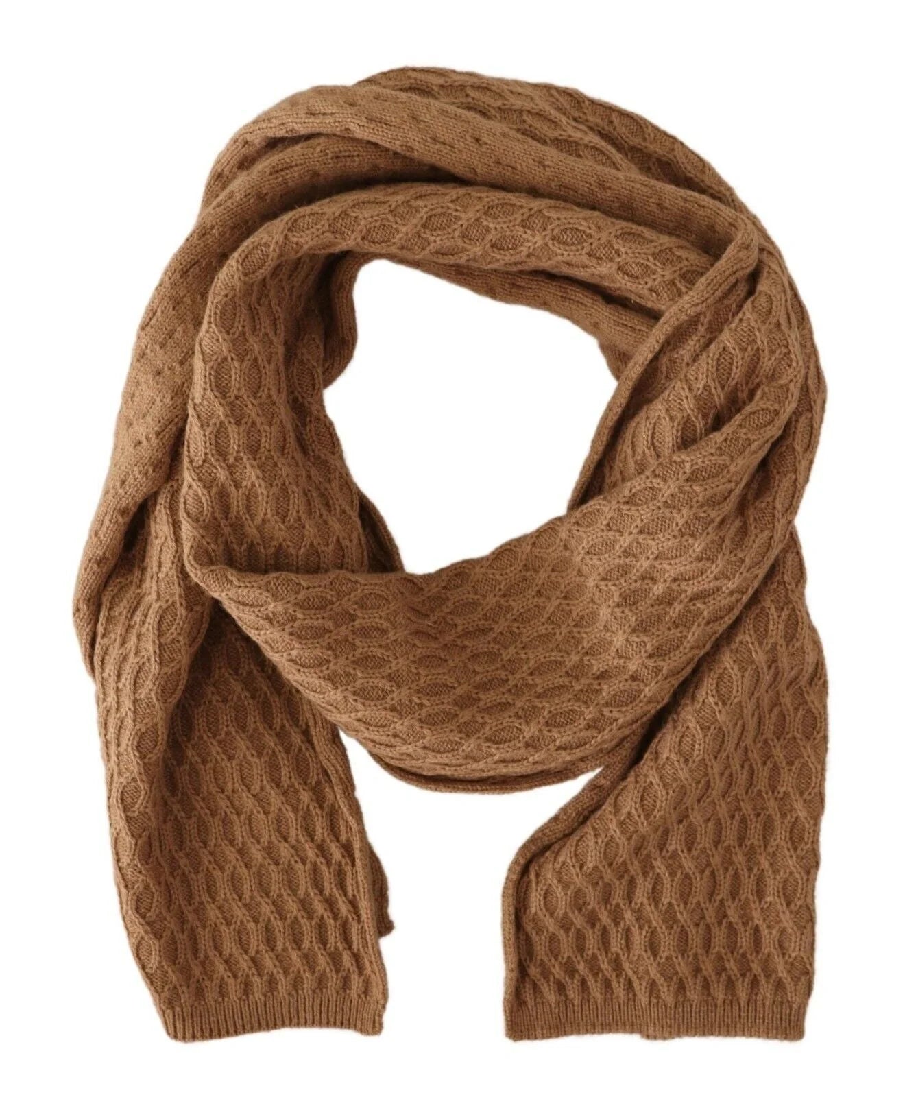 Dolce & Gabbana Dark Brown Wrap Shawl Knitted Camel Scarf - Scarves & Shawls