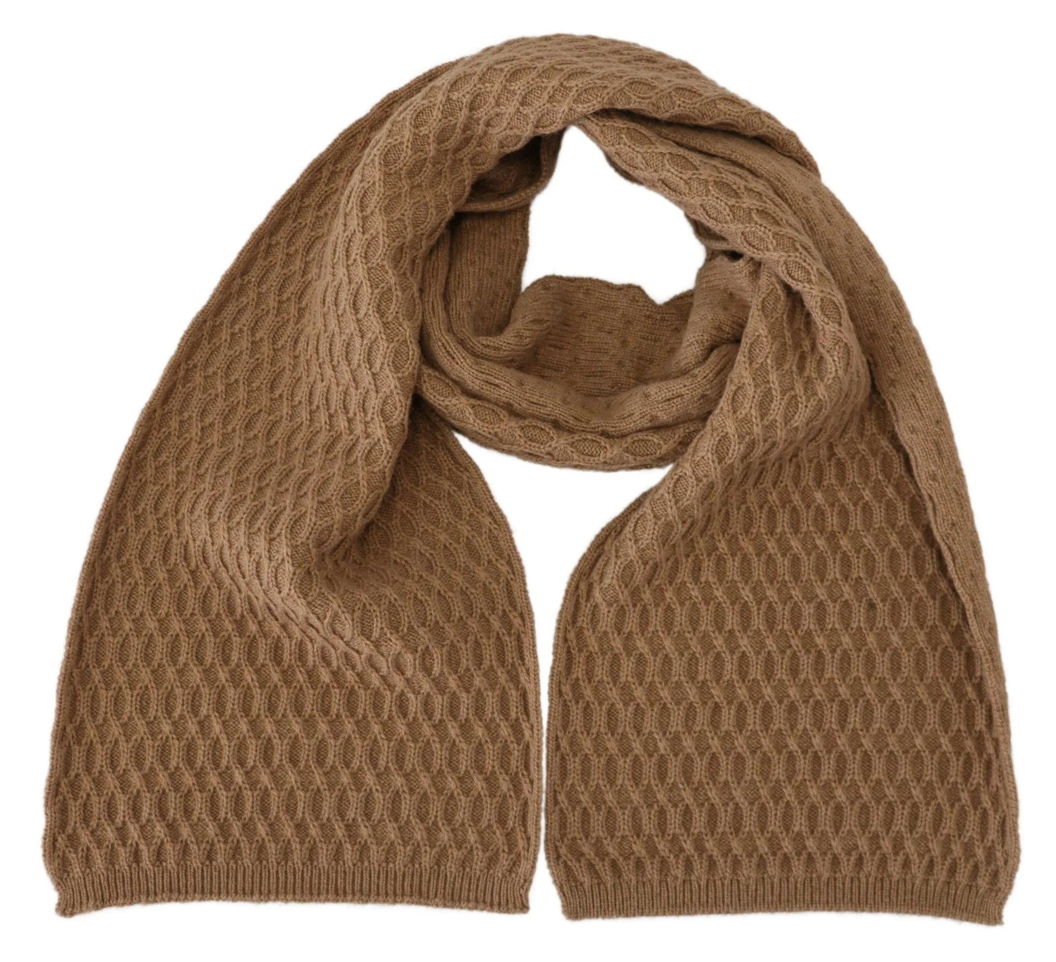 Dolce & Gabbana Dark Brown Wrap Shawl Knitted Camel Scarf - Scarves & Shawls
