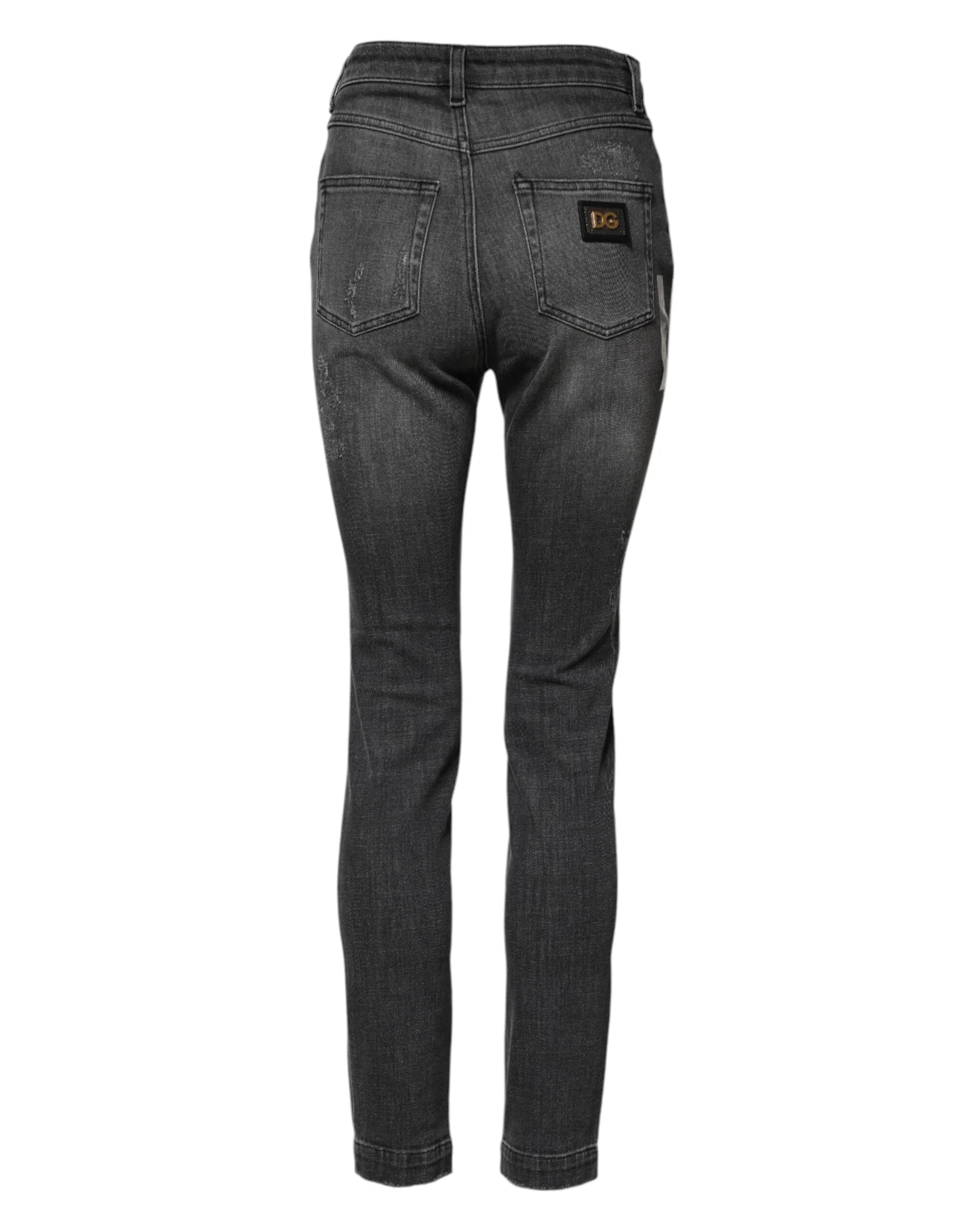 Dolce & Gabbana Dark Gray AUDREY Cotton Skinny Denim Jeans - IT38 | XS - Jeans