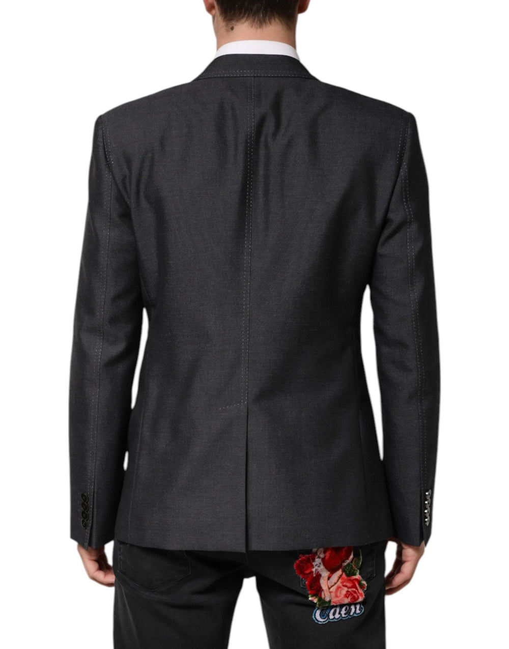 Dolce & Gabbana Dark Gray Bee Embroidery SICILIA Coat Blazer - IT52 | XL - Sport Jackets