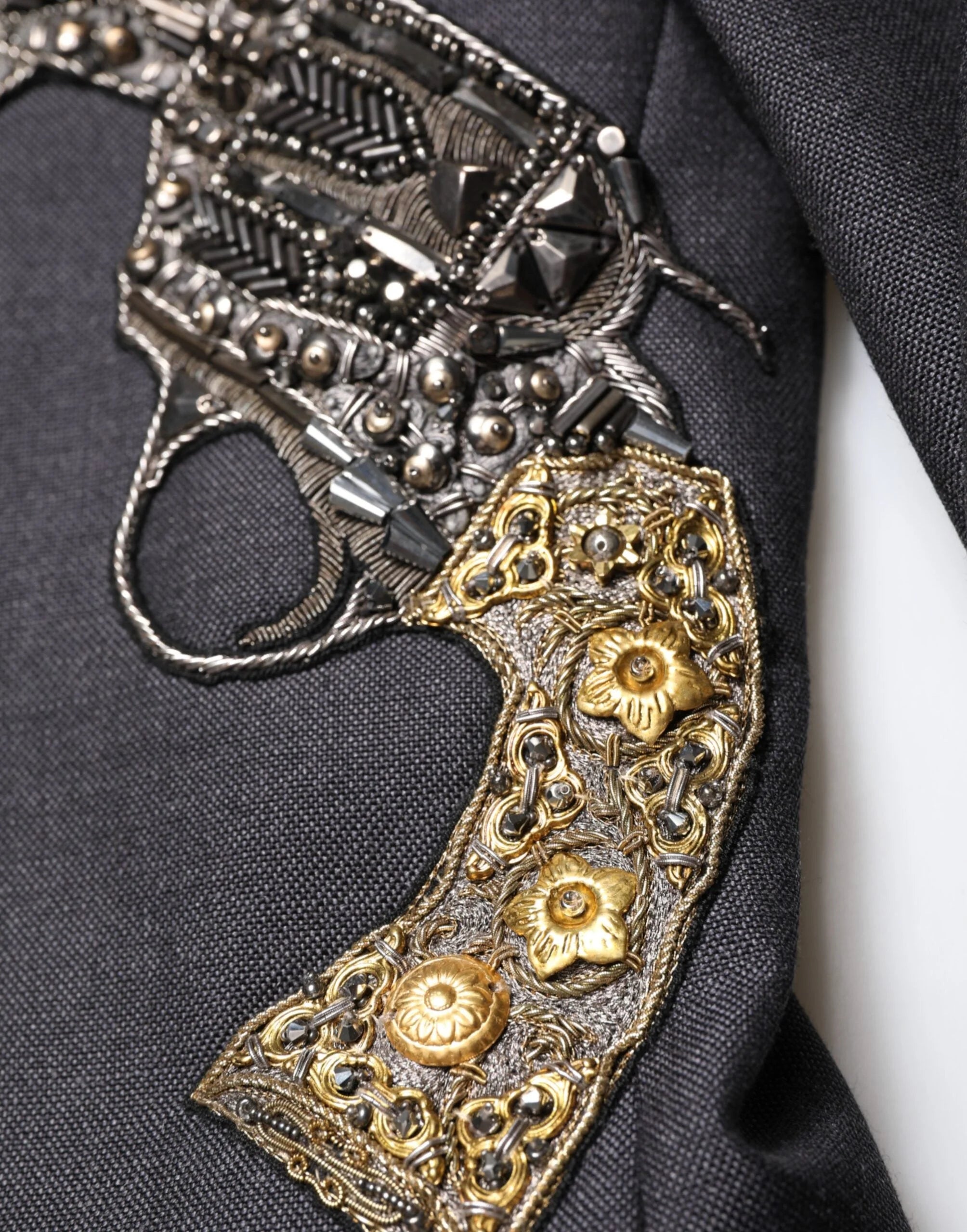 Dolce & Gabbana Dark Gray Bee Embroidery Wool Coat Blazer - IT50 | L - Sport Jackets