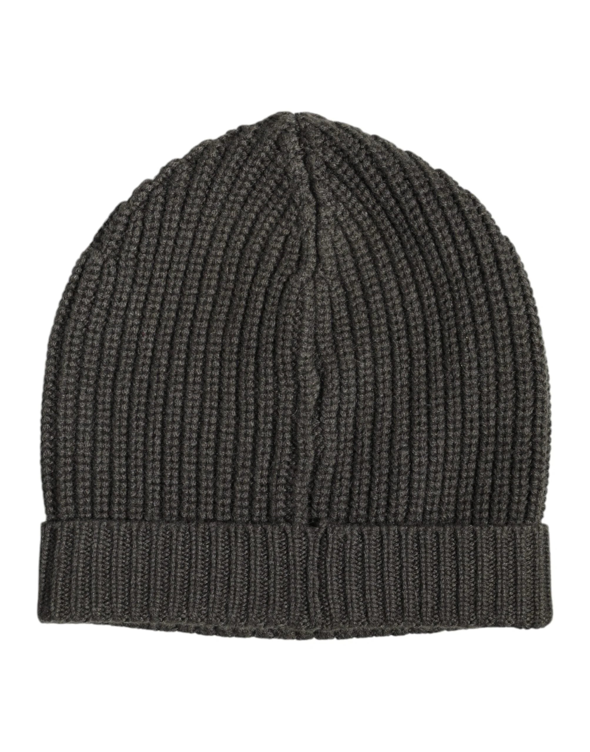 Dolce & Gabbana Dark Gray Cashmere Knit Winter Beanie Hat - Beanies