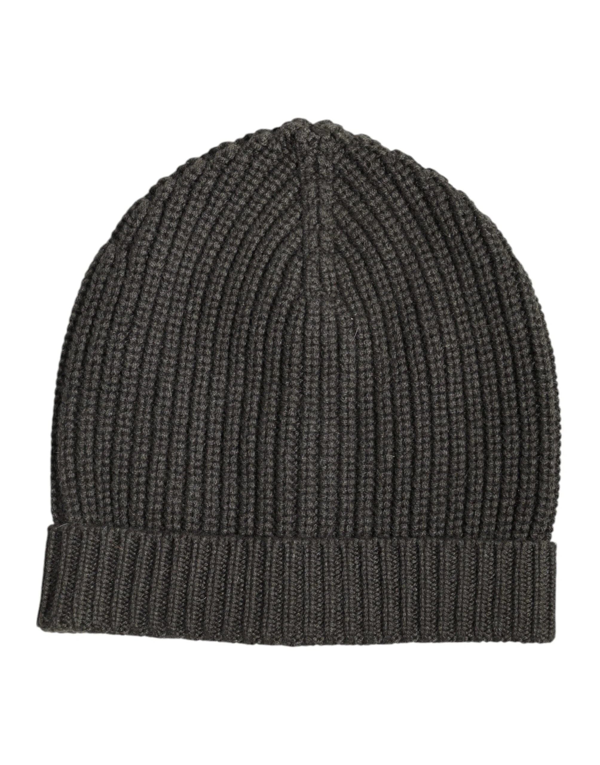 Dolce & Gabbana Dark Gray Cashmere Knit Winter Beanie Hat - Beanies