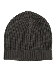 Dolce & Gabbana Dark Gray Cashmere Knit Winter Beanie Hat - Beanies