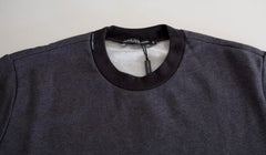Dolce & Gabbana Dark Gray Cotton Crew Neck Pullover Sweater - Sweaters