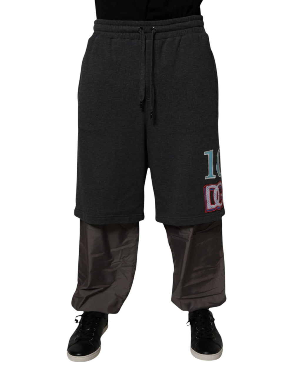 Dolce & Gabbana Dark Gray Cotton Layered Straight Sweatpants Pants - IT50 | L - Sweatpants