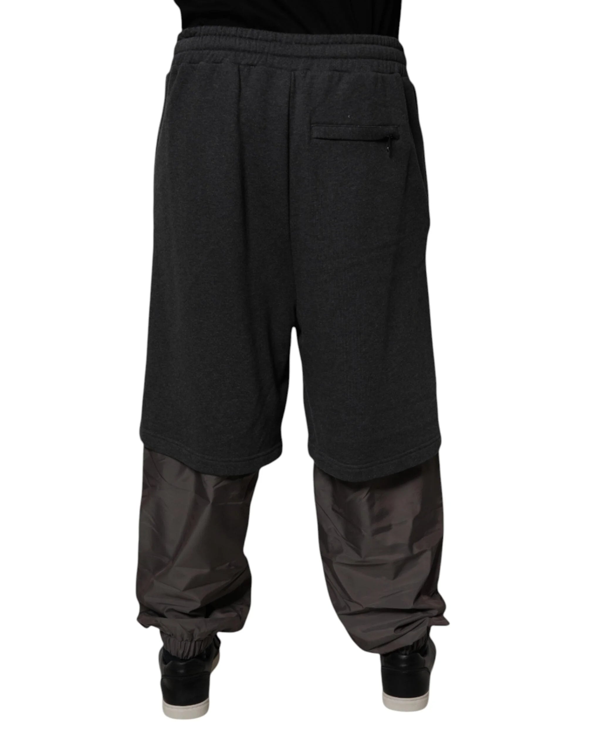 Dolce & Gabbana Dark Gray Cotton Layered Straight Sweatpants Pants - IT50 | L - Sweatpants