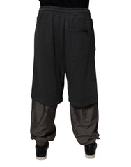 Dolce & Gabbana Dark Gray Cotton Layered Straight Sweatpants Pants - IT50 | L - Sweatpants