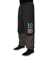 Dolce & Gabbana Dark Gray Cotton Layered Straight Sweatpants Pants - IT50 | L - Sweatpants