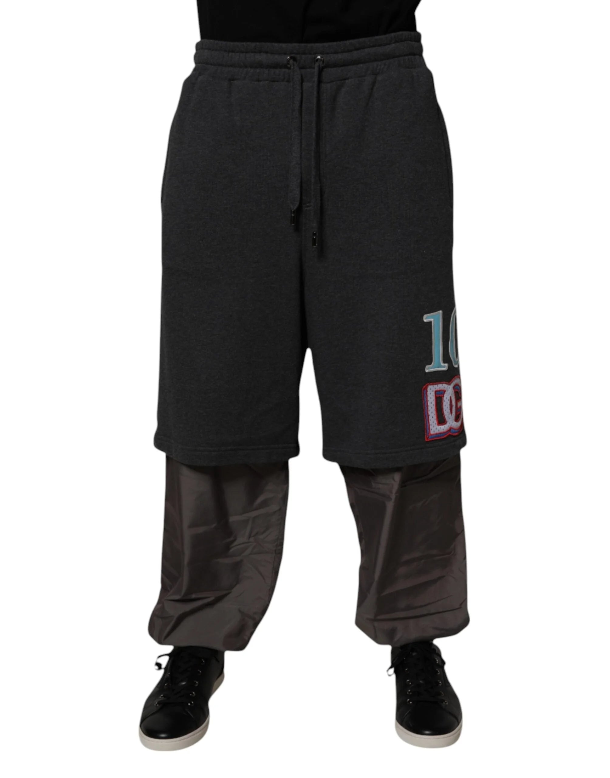 Dolce & Gabbana Dark Gray Cotton Layered Straight Sweatpants Pants - IT50 | L - Sweatpants
