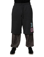 Dolce & Gabbana Dark Gray Cotton Layered Straight Sweatpants Pants - IT50 | L - Sweatpants