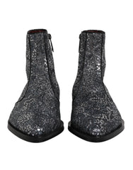 Dolce & Gabbana Dark Gray Cotton Sequined Chelsea Boots Shoes - EU41/US8 - Boots