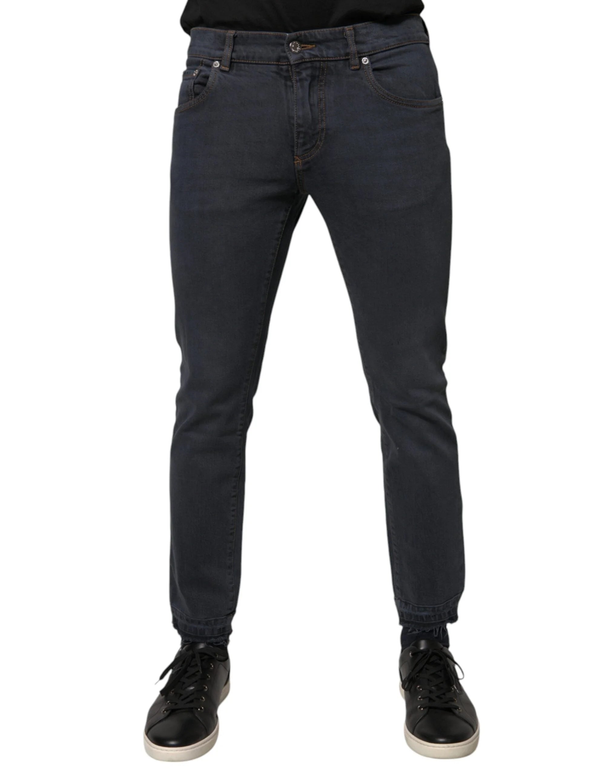 Dolce & Gabbana Dark Gray Cotton Skinny Denim Jeans - IT48 | M - Jeans