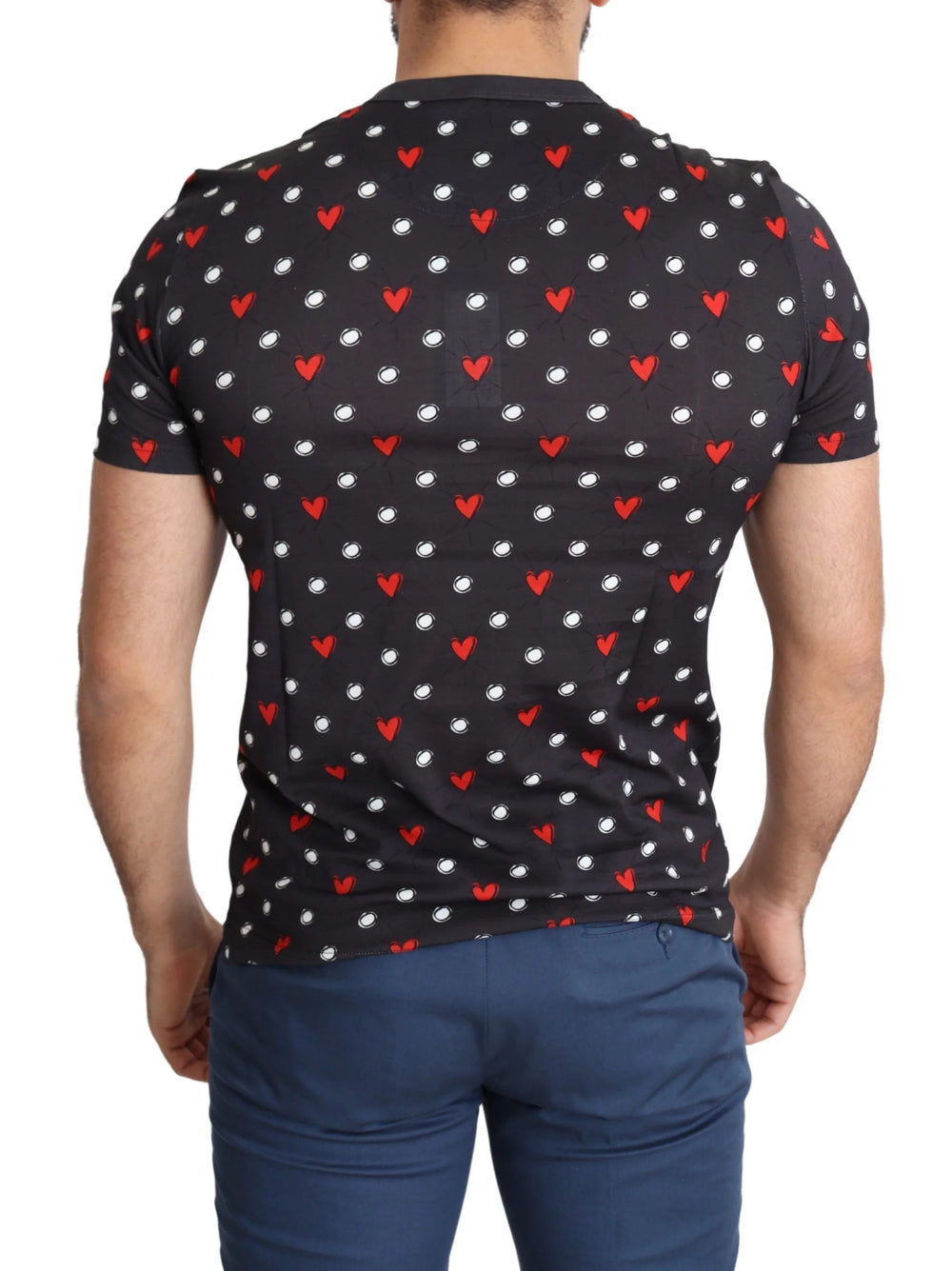 Dolce & Gabbana Dark Gray Hearts Print Cotton Men T-shirt - IT48 | M - T-Shirts