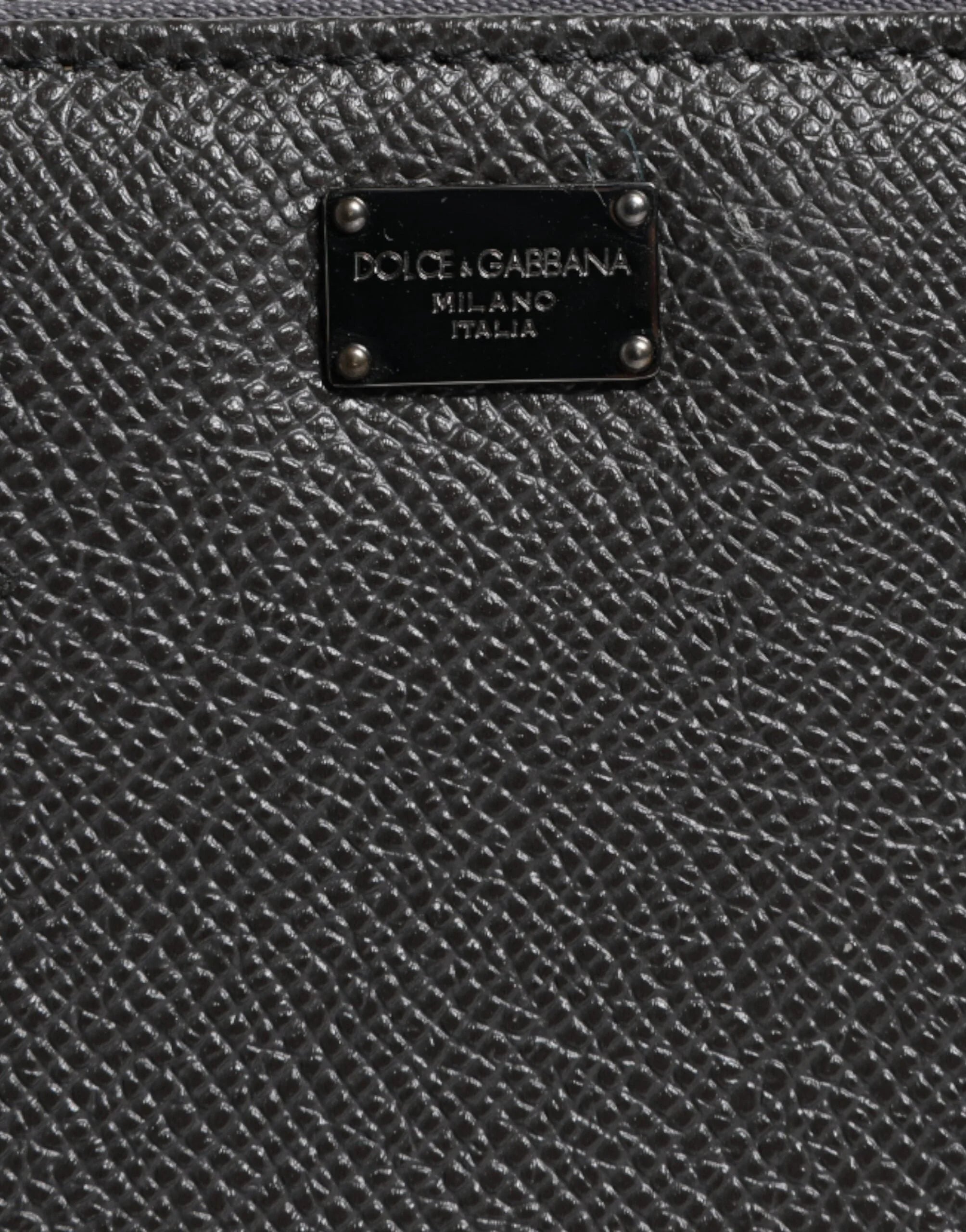 Dolce & Gabbana Dark Gray Leather DG Logo Zip Around Continental Wallet - Wallets