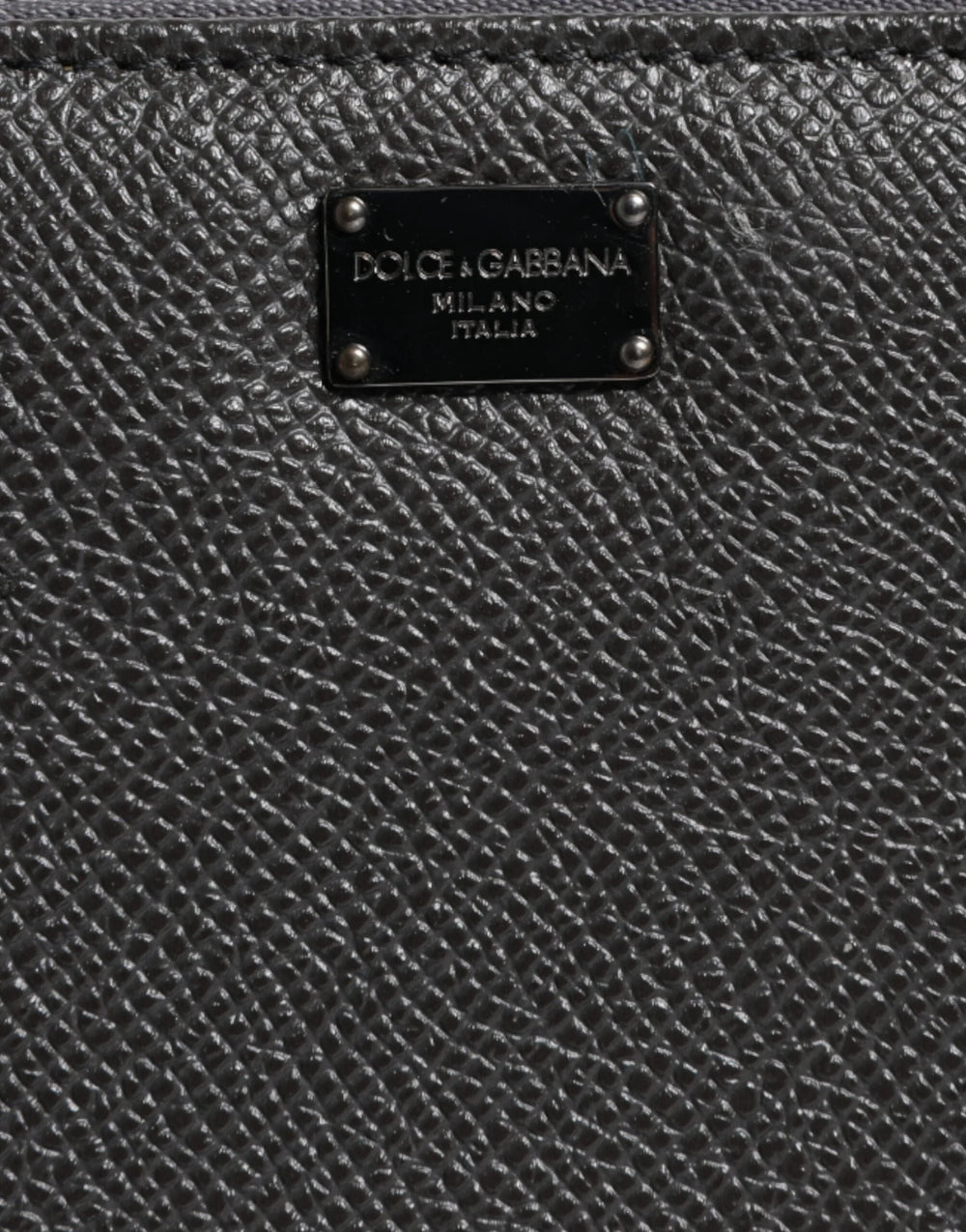 Dolce & Gabbana Dark Gray Leather DG Logo Zip Around Continental Wallet - Wallets