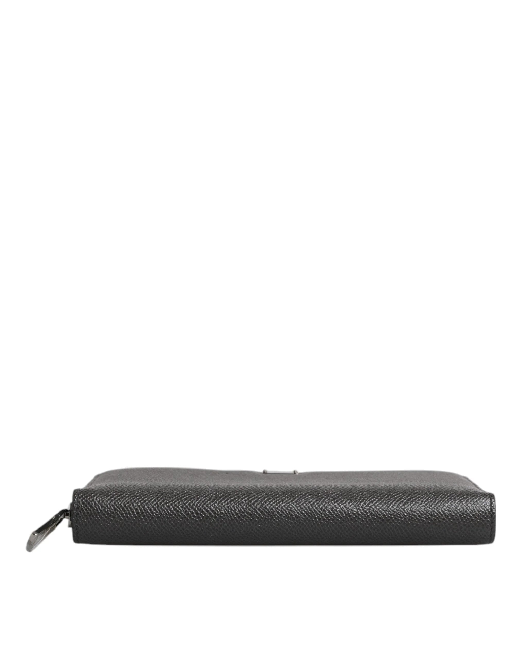 Dolce & Gabbana Dark Gray Leather DG Logo Zip Around Continental Wallet - Wallets