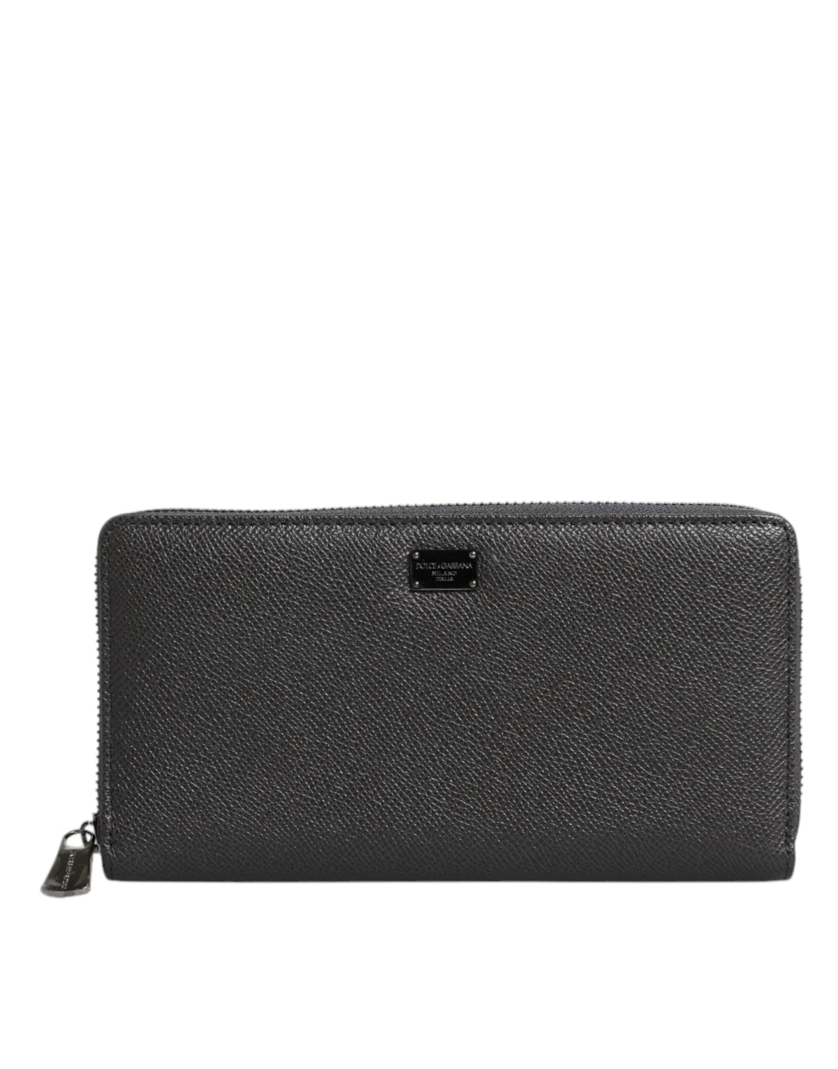 Dolce & Gabbana Dark Gray Leather DG Logo Zip Around Continental Wallet - Wallets