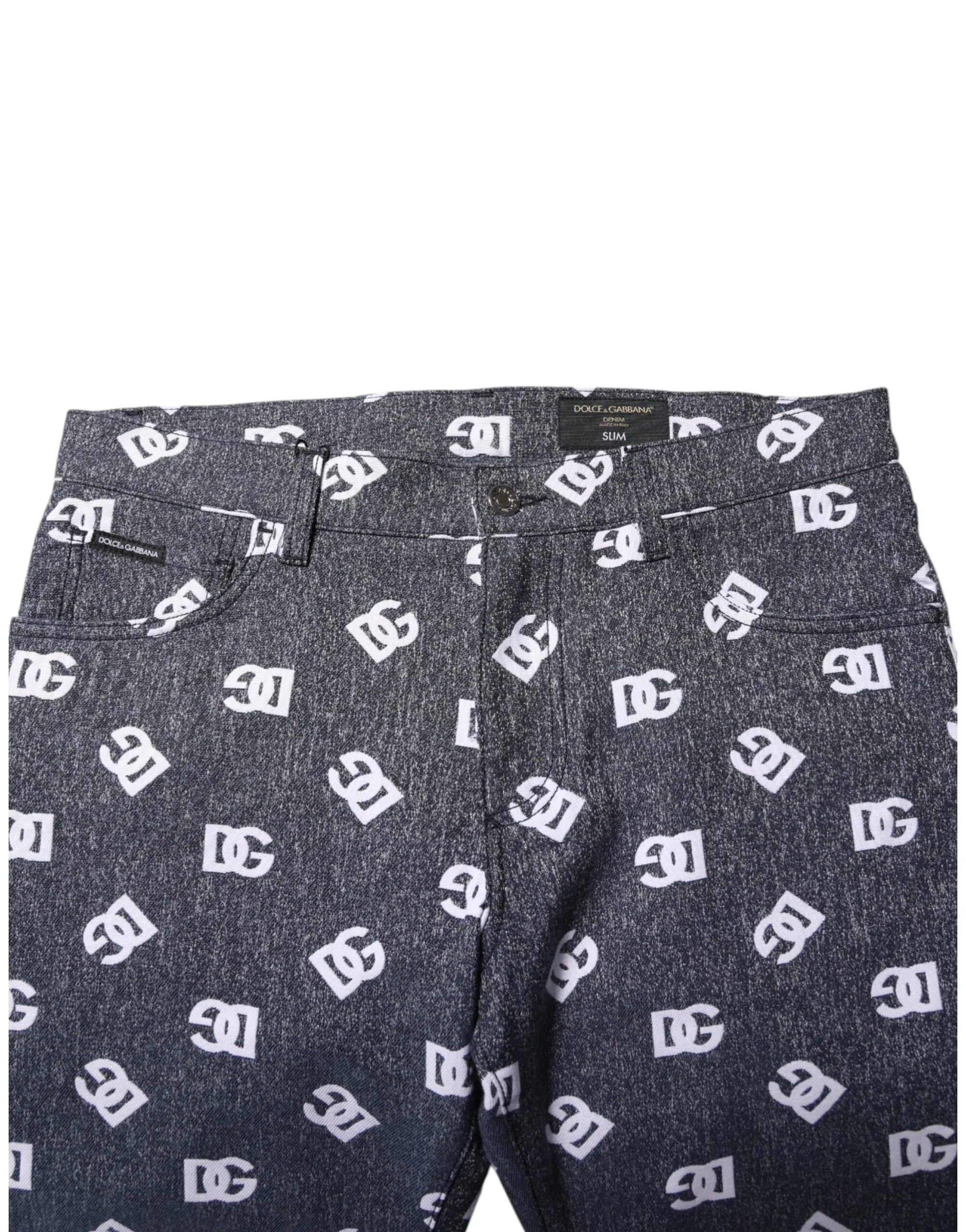 Dolce & Gabbana Dark Gray Logo Cotton Skinny Slim Denim Jeans - Jeans