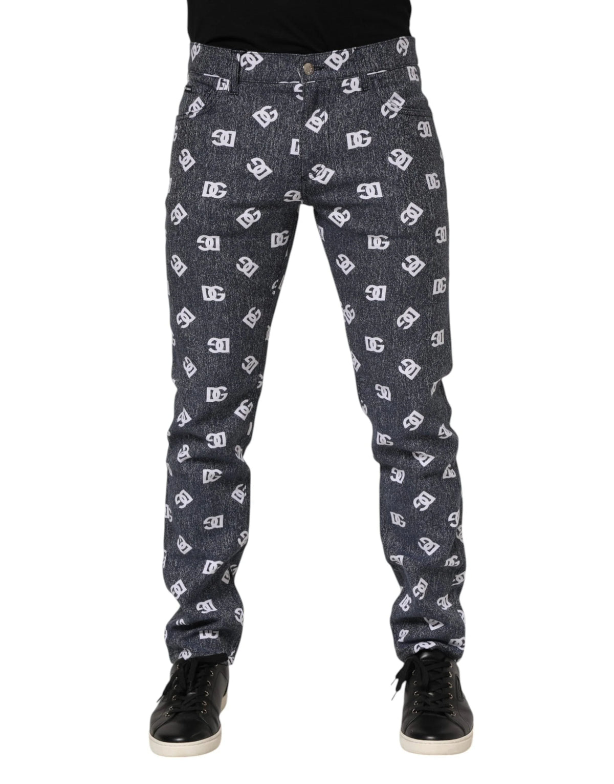 Dolce & Gabbana Dark Gray Logo Cotton Skinny Slim Denim Jeans - Jeans