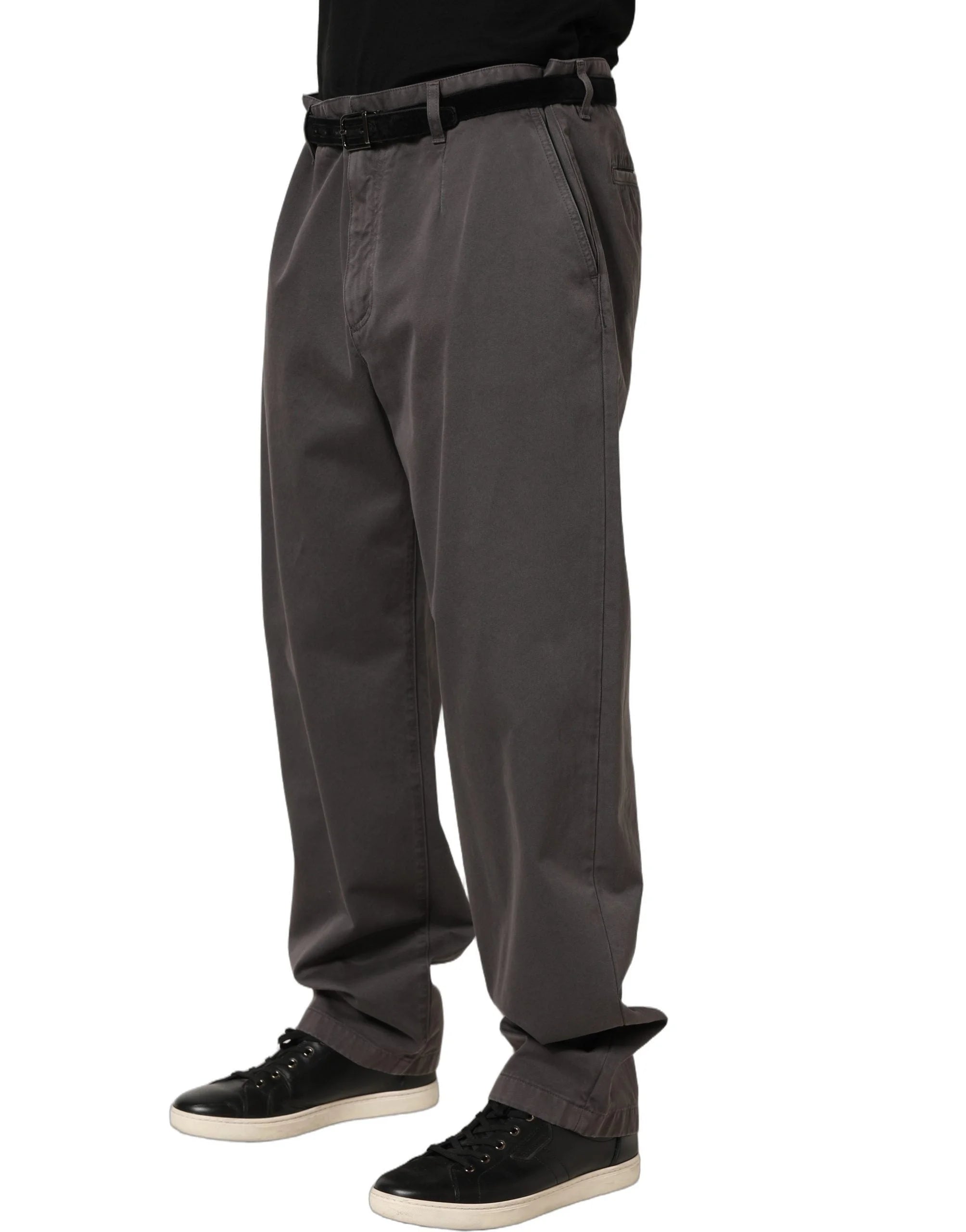 Dolce & Gabbana Dark Gray MidWaist Straight Men Trouser Pants - IT54 | XL
