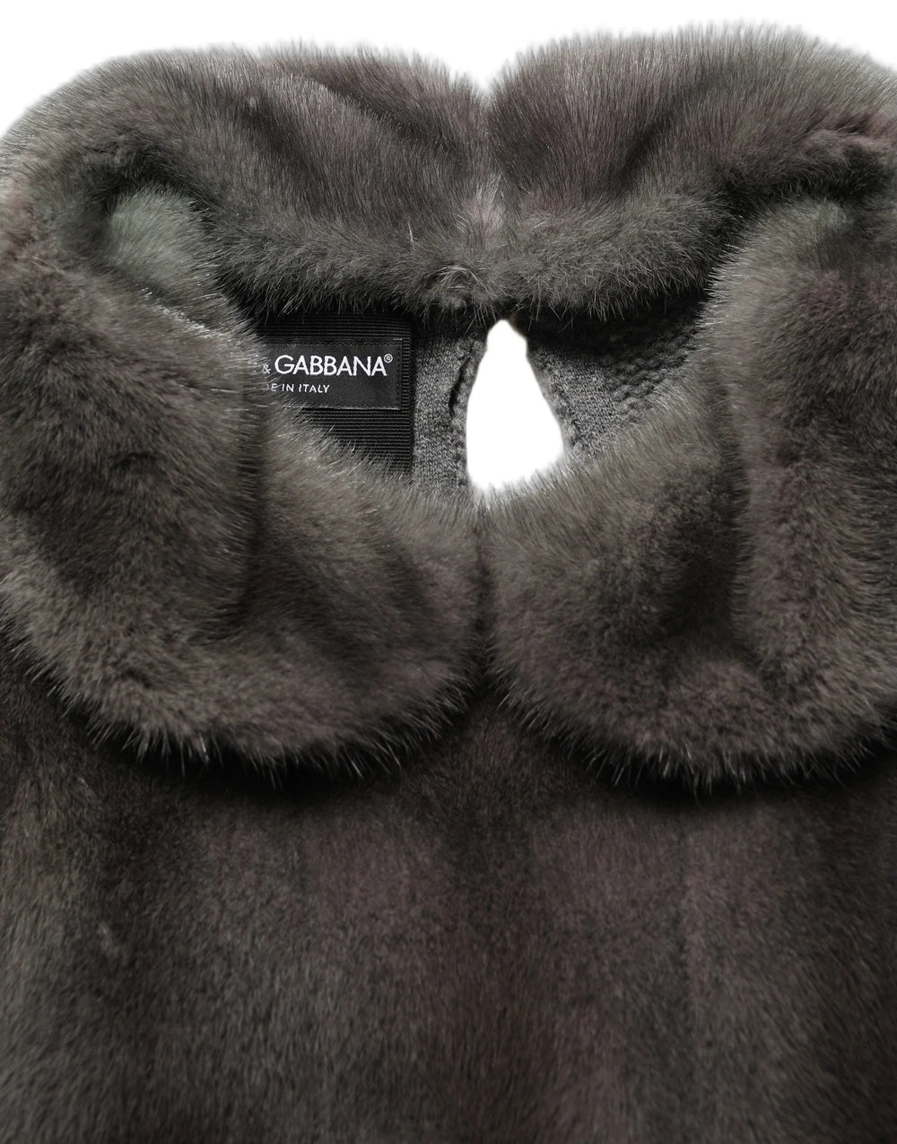 Dolce & Gabbana Dark Gray Mink Fur Round Collar Blouse Top - IT40|S