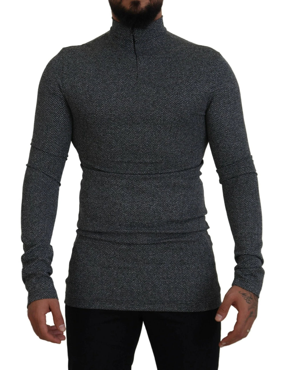 Dolce & Gabbana Dark Gray Nylon Turtleneck Pullover Sweater - IT48 | M - Sweaters