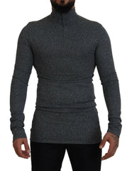 Dolce & Gabbana Dark Gray Nylon Turtleneck Pullover Sweater - IT48 | M - Sweaters