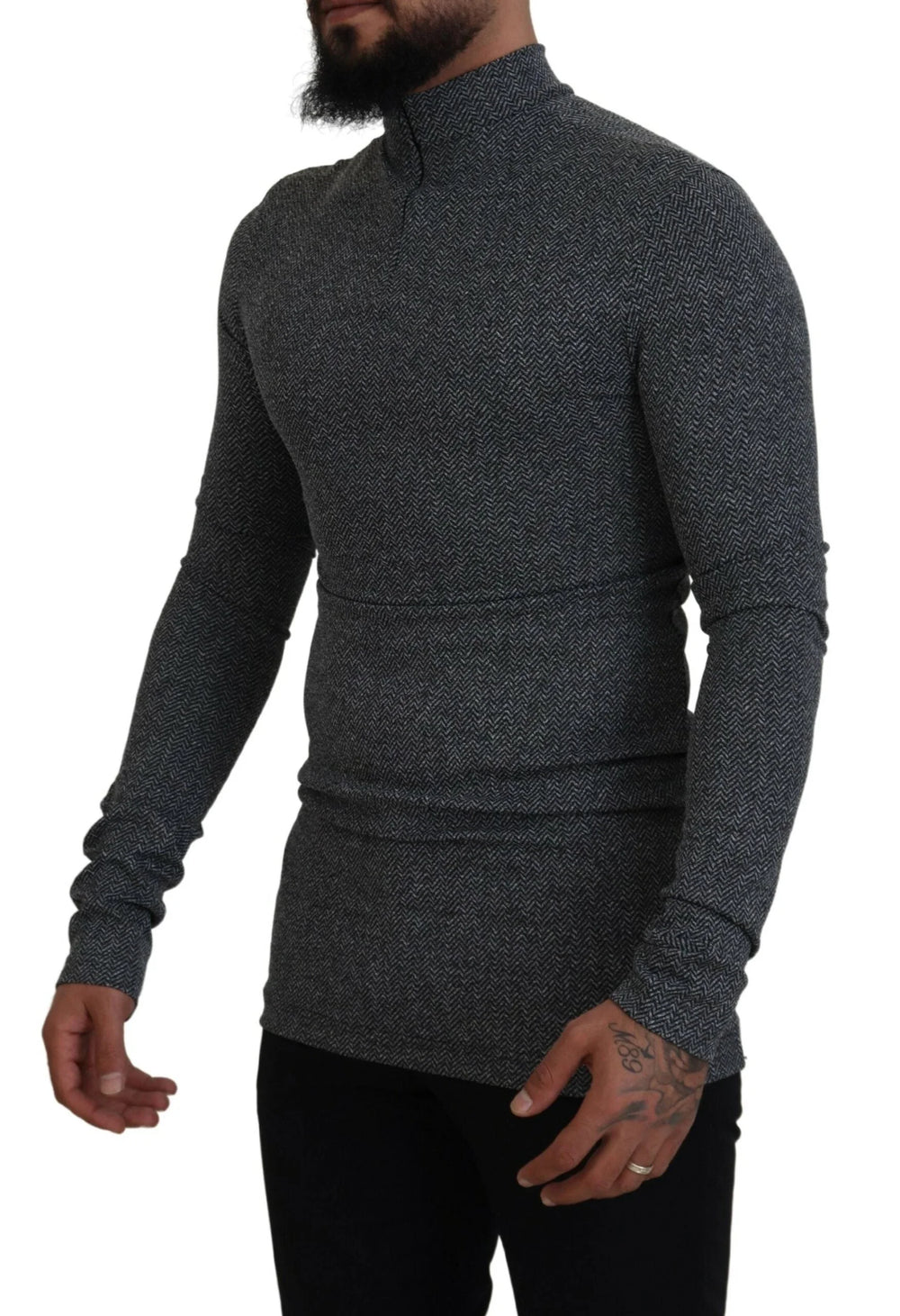Dolce & Gabbana Dark Gray Nylon Turtleneck Pullover Sweater - IT48 | M - Sweaters