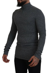Dolce & Gabbana Dark Gray Nylon Turtleneck Pullover Sweater - IT48 | M - Sweaters