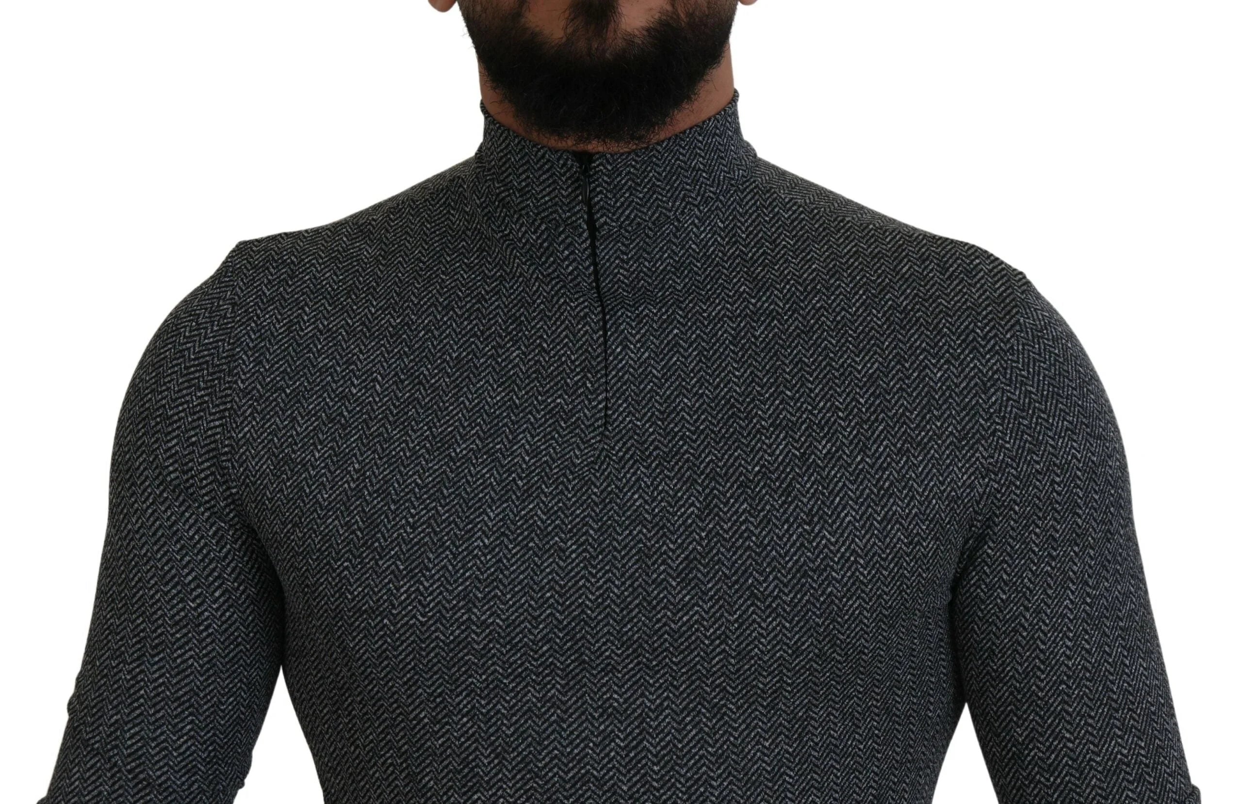 Dolce & Gabbana Dark Gray Nylon Turtleneck Pullover Sweater - IT48 | M - Sweaters