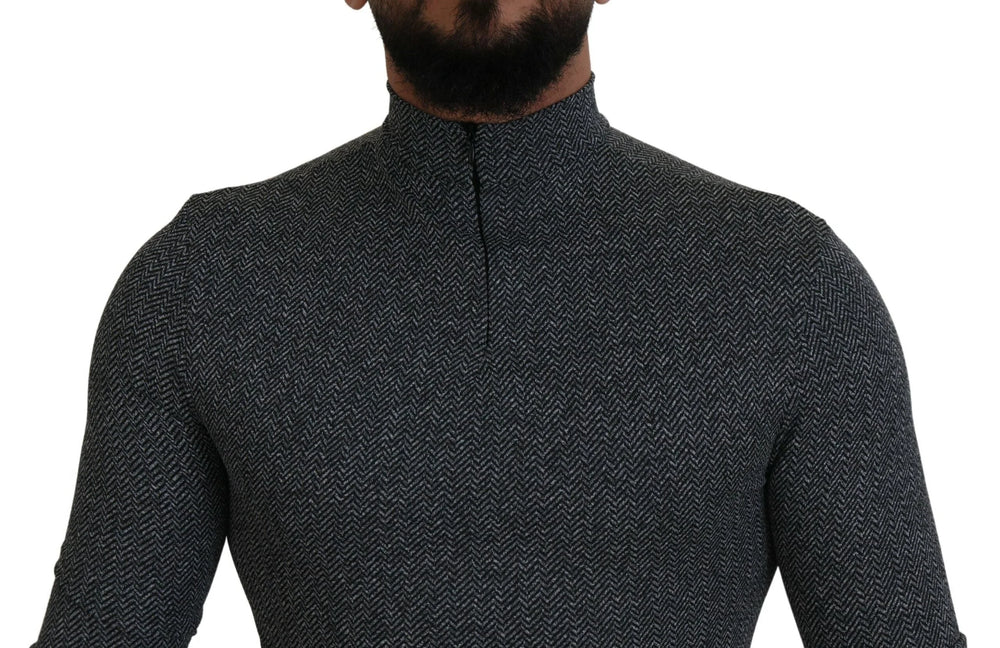 Dolce & Gabbana Dark Gray Nylon Turtleneck Pullover Sweater - IT48 | M - Sweaters