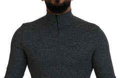Dolce & Gabbana Dark Gray Nylon Turtleneck Pullover Sweater - IT48 | M - Sweaters