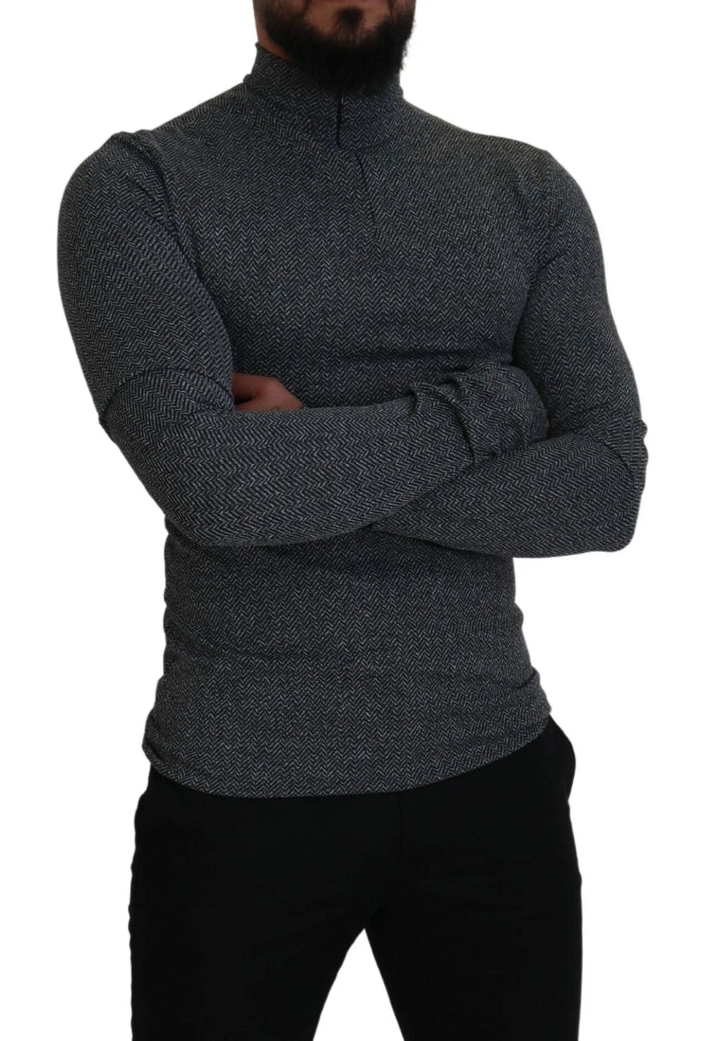 Dolce & Gabbana Dark Gray Nylon Turtleneck Pullover Sweater - IT48 | M - Sweaters