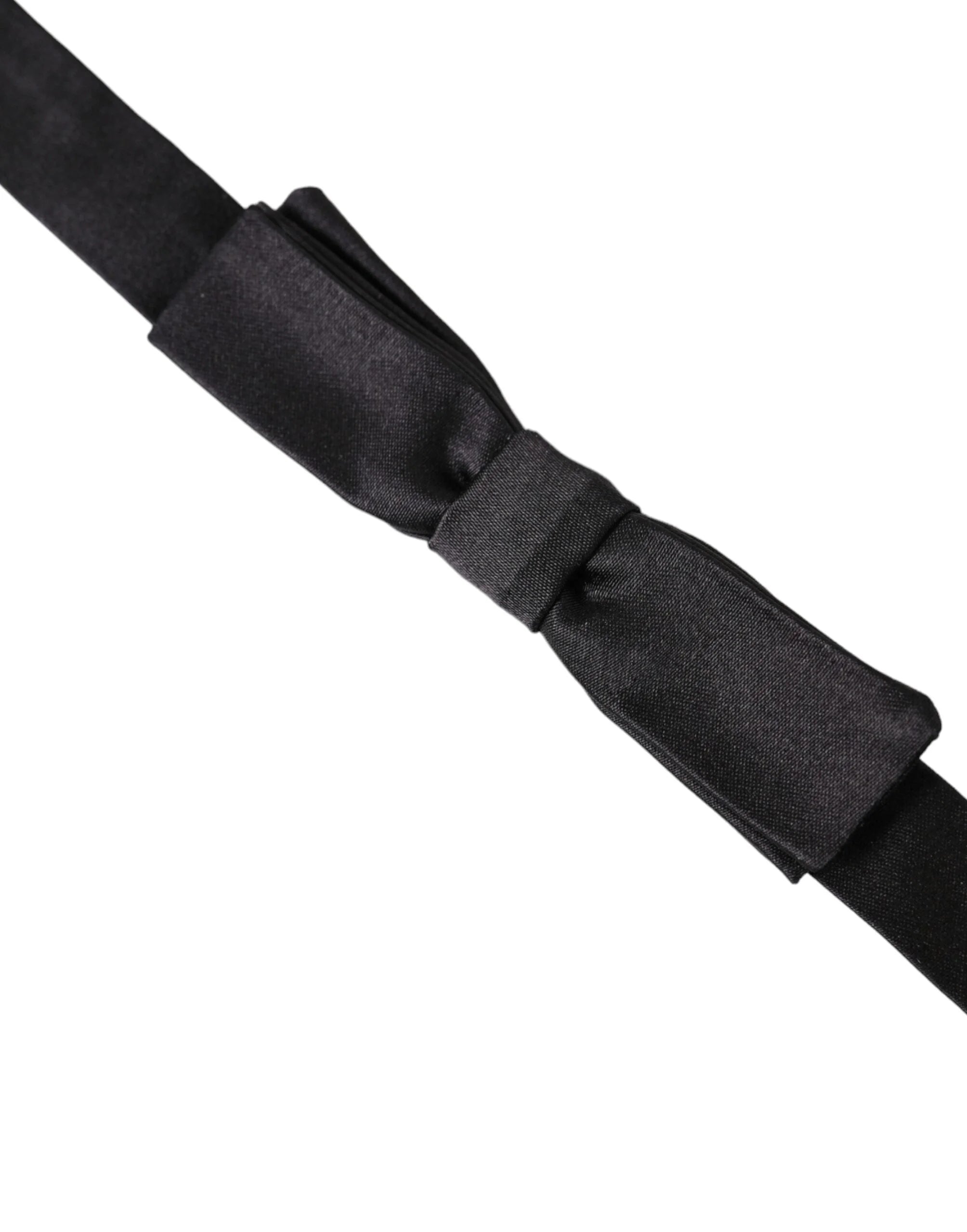 Dolce & Gabbana Dark Gray Silk Adjustable Neck Men Bow Tie - Neckties