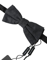 Dolce & Gabbana Dark Gray Silk Adjustable Neck Men Bow Tie - Neckties