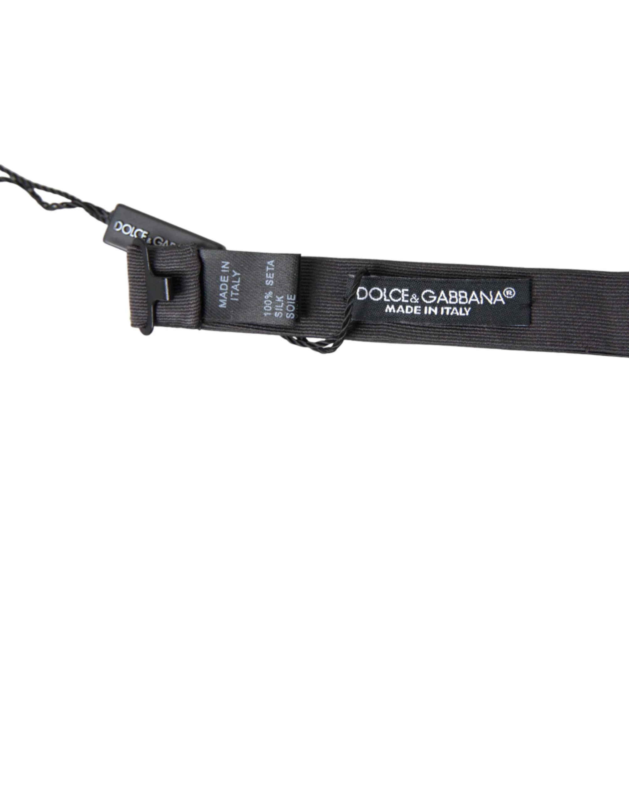 Dolce & Gabbana Dark Gray Silk Adjustable Neck Men Papillon Bow Tie - Neckties