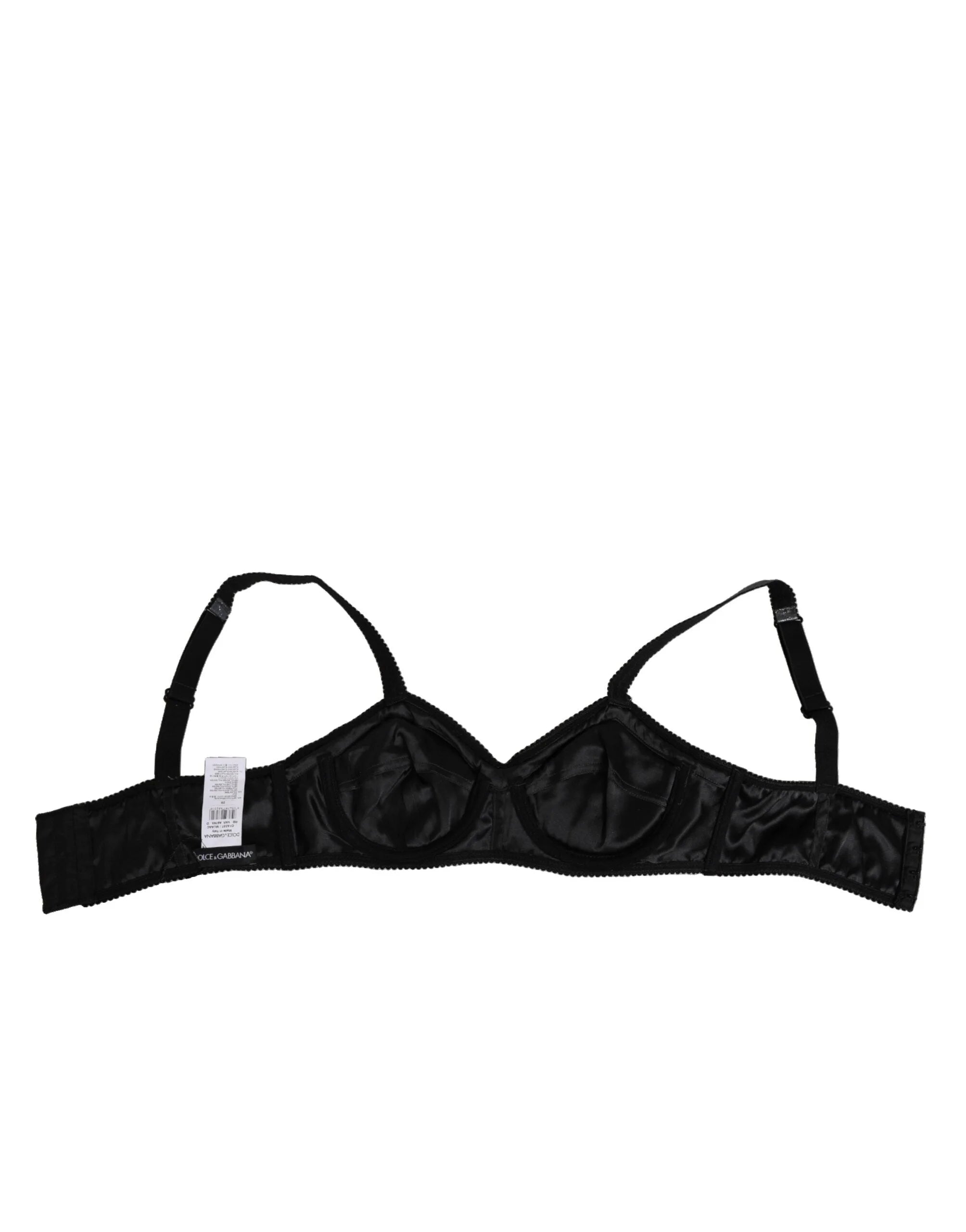 Dolce & Gabbana Dark Gray Silk Stretch Balconcino Bra Underwear - IT2 | S - Bras