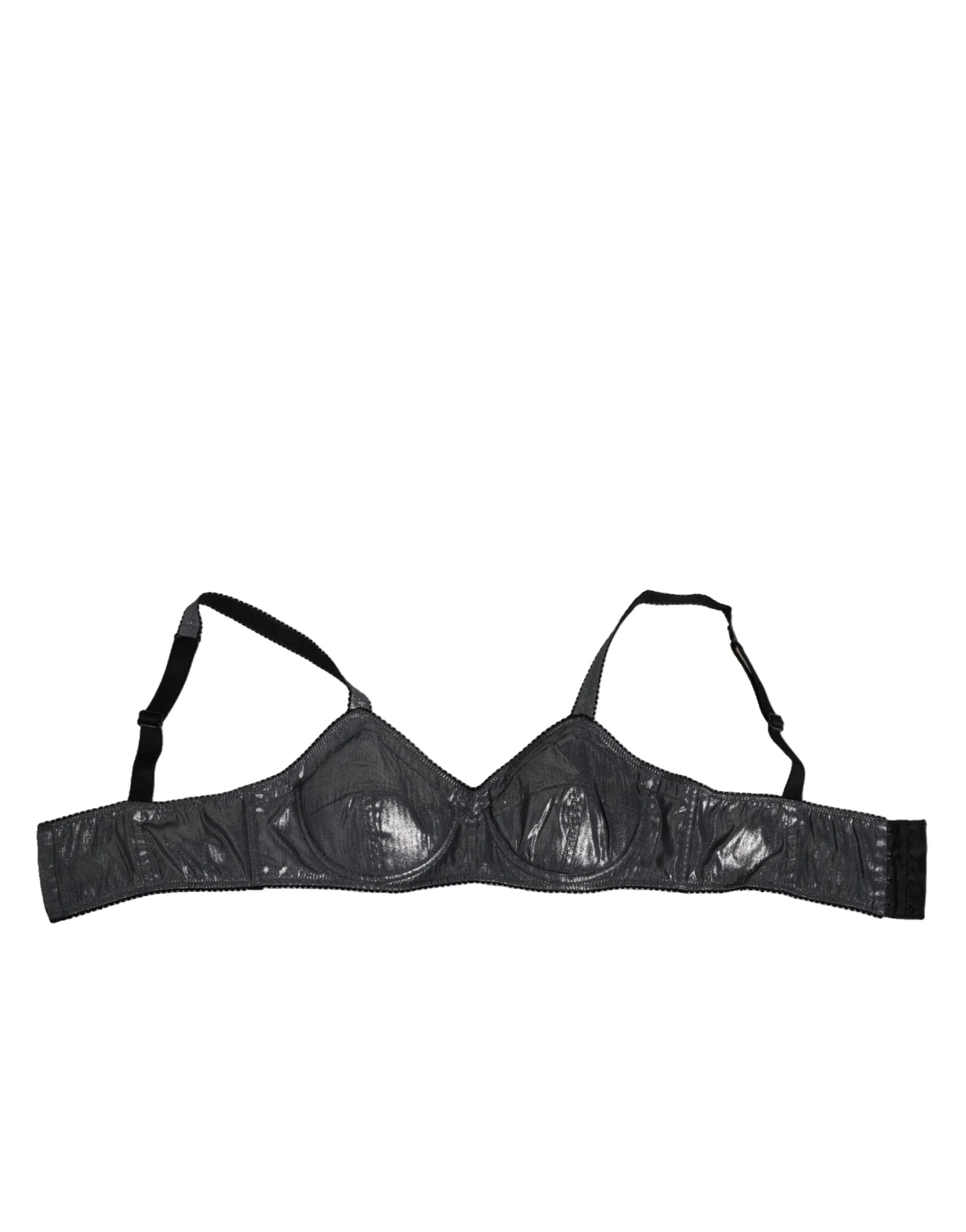Dolce & Gabbana Dark Gray Silk Stretch Balconcino Bra Underwear - IT2 | S