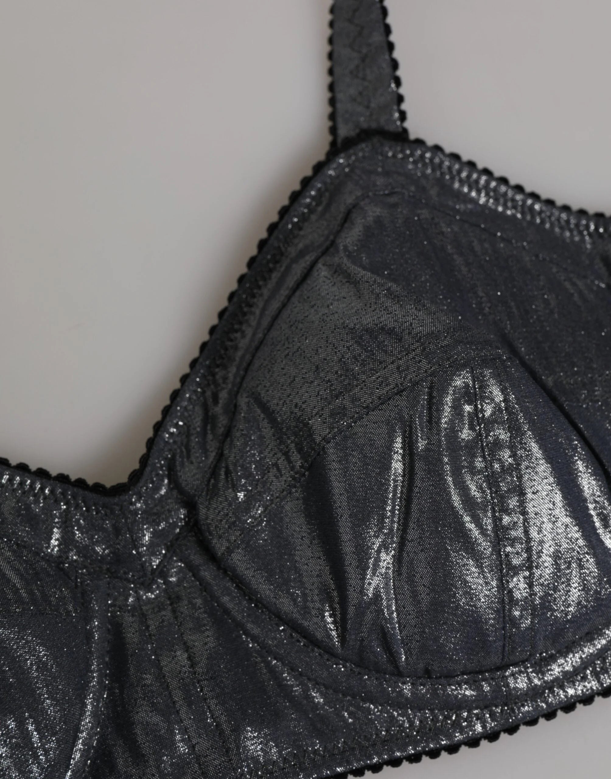 Dolce & Gabbana Dark Gray Silk Stretch Balconcino Bra Underwear - IT2 | S
